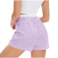 thumbnail image 4 of QQAMB Womens Strip Shorts Elastic Waisted Casual Summer Comfy Loose Homewear Outwear Shorts with Pocket Purple L, 4 of 7