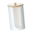 thumbnail image 2 of Dispensador de taza de baño, recipiente para enjuague bucal, soporte para hisopo y almohadilla, estante de almacenamiento Blanco Con Tapa De Madera, 2 of 9