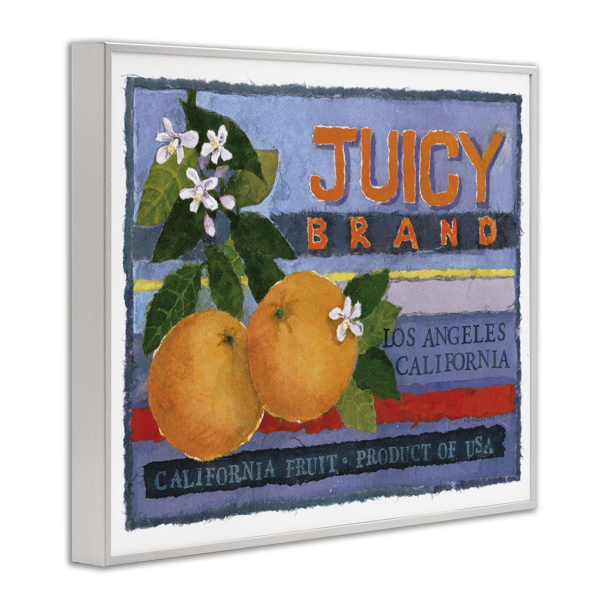 Stupell Industries Juicy Brand Oranges Food & Beverage Painting White Framed Art Print Wall Art, 30 x 24