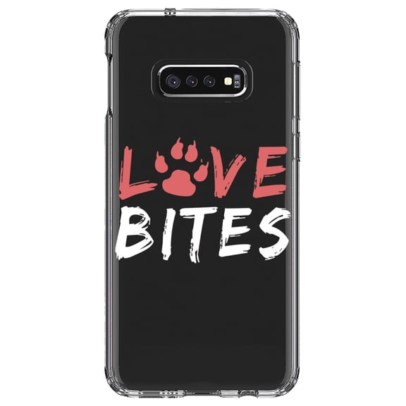 DistinctInk Clear Shockproof Hybrid Case for Samsung Galaxy S10e (5.8" Screen) - TPU Bumper Acrylic Back Tempered Glass Screen Protector - Love Bits - Dog Paw