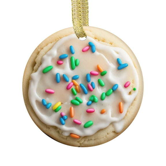 Sugar Cookie with Frosting and Sprinkles Comfort Food Lovers Foodie Novelty Holiday Christmas Ornament Xmas Tree Gift (Flat Design Printed on Ceramic, NOT 3D)