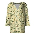 thumbnail image 5 of CYMMPU Blouses for Women Dressy Casual V Neck Spring Tops 3/4 Sleeve Loose Fit Flower Printed Summer Trendy Shirts Tunic Tops Business Elegant Work Tops T-Shirts XXL, 5 of 5