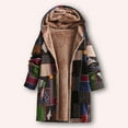 thumbnail image 2 of NAFUU Ethnic Pattern Jackets for Women Patchwork Hooded Lined Coats Ethnic Style Cardigan Outerwear Winter Cozy Warm Long Jacket Soft Warm Outerwear, 2 of 4