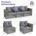 thumbnail image 3 of Costway Patio Wicker Sectional Furniture Set, 3 Piece Outdoor Couch Set for Garden Gray, 3 of 10