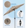 thumbnail image 2 of 9FT Outdoor Patio Umbrella with Double-Layer Vented Canopy, UPF 50+ UV Protection, 8-Rib Steel Frame, Crank & Tilt Mechanism, Detachable Pole, Backyard, Deck, or Poolside, 2 of 7