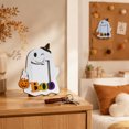 thumbnail image 4 of Kieccall Halloween Ghost Wooden Picture Frame Cute Spooky Shape, Ghost Shaped Photo Frame with Stand and Hanging Rope, Tabletop Ornament Wall Hanging Decor for Halloween Party Home, 4 of 6