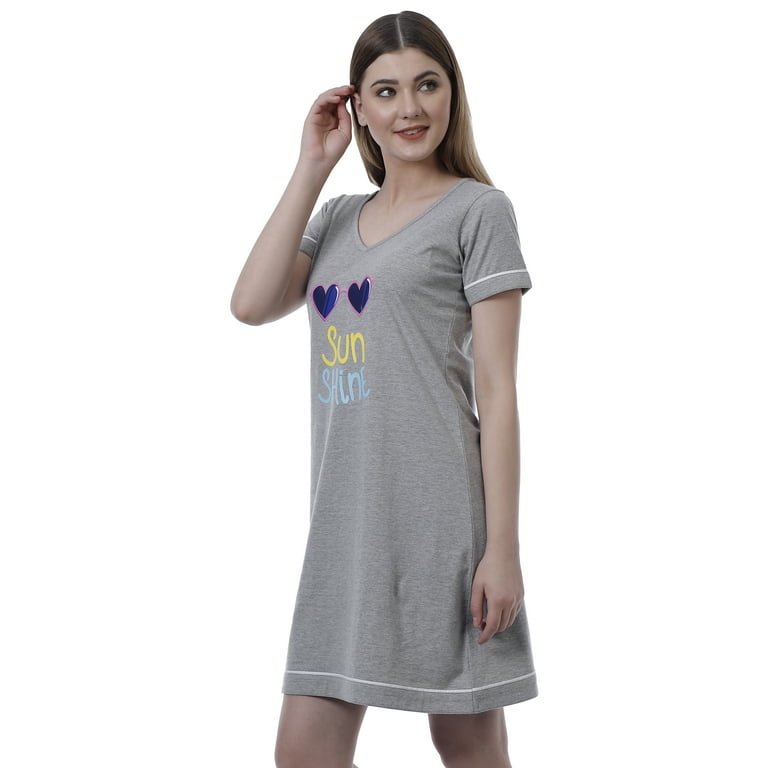Inkmeso Soft Cute Printed Sleepwear Cotton Jersey Graphic Nightdress  Breathable Loungewear