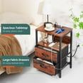 thumbnail image 6 of Nightstand with Charging Station, Small Night Stand Fabric Drawers and Storage Shelf for Bedrooms, Nightstands Spaces, Bedside Table USB Ports & Outlets, Brown, 6 of 9