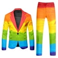 thumbnail image 1 of Male Rainbow Long Sleeve Coat And Pants Two Piece Suit Printed Button And Pockets Suit For Holiday Party Events Build to Suit Three Piece Tuxedo Boys Slim Suit Set Medium Suit Jacket Mens Dress, 1 of 6