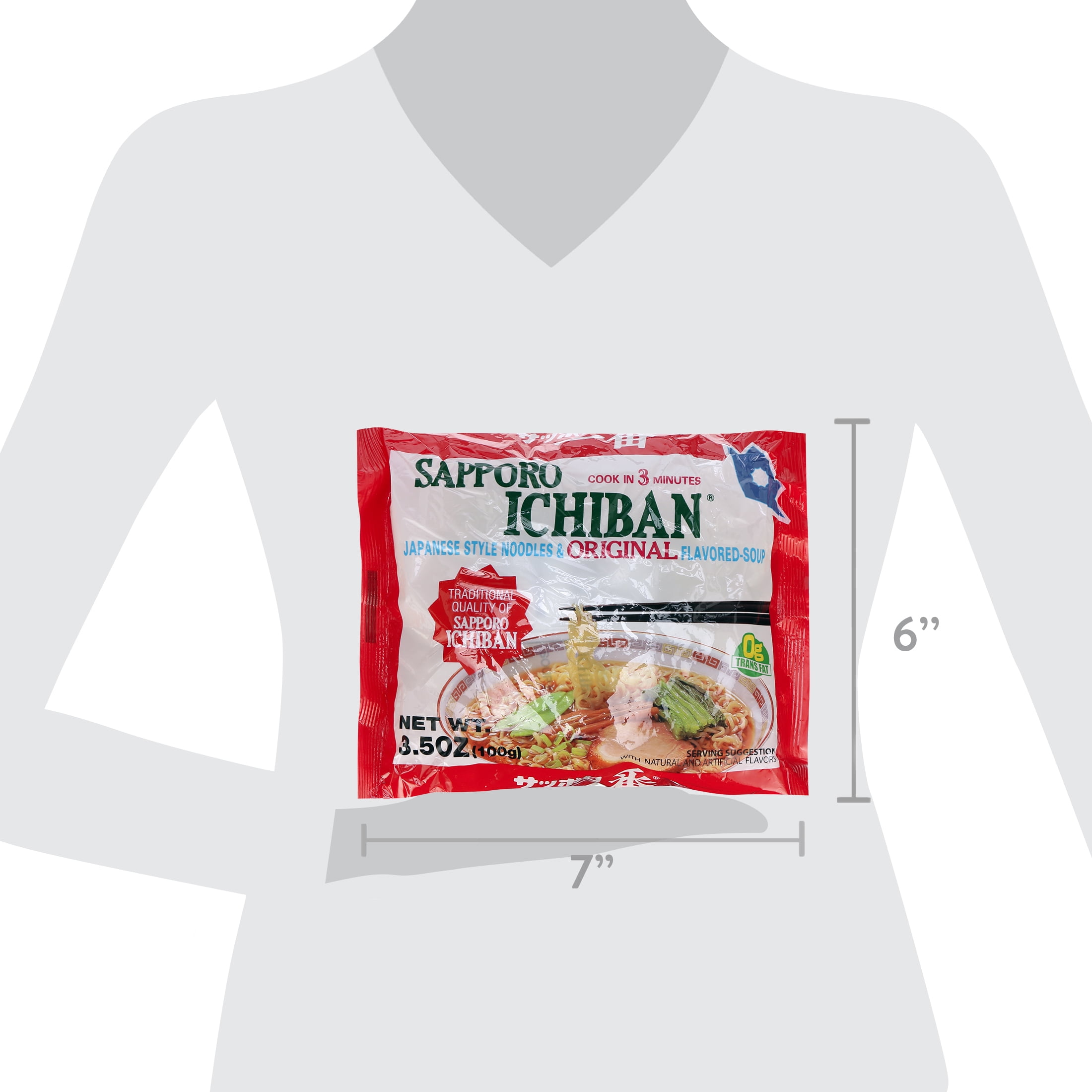 (10 pack) Sapporo Ichiban Original Flavored Soup Japanese Style Noodles, 3.5 oz Bag