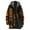 Brown, variant on Men's Heavyweight Plaid Print Hooded Jacket, Sherpa Lined Full-Zip Long Coat with Kangaroo Pockets for Winter Outdoor Wear [Brown L]