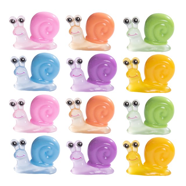 BRIGHTFUFU 12 adornos de caracoles para jardín de hadas, miniaturas de caracoles brillantes, microdecoraciones para terrarios y bonsáis.
