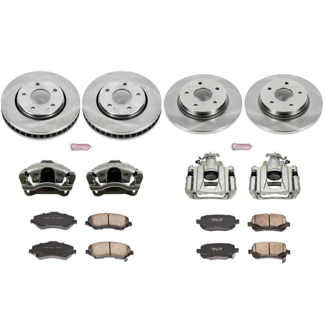PowerStop Front and Rear Stock Replacement Brake Pad and Rotor Kit with Calipers Fits: CHRYSLER DODGE VOLKSWAGEN Select Models KCOE4015