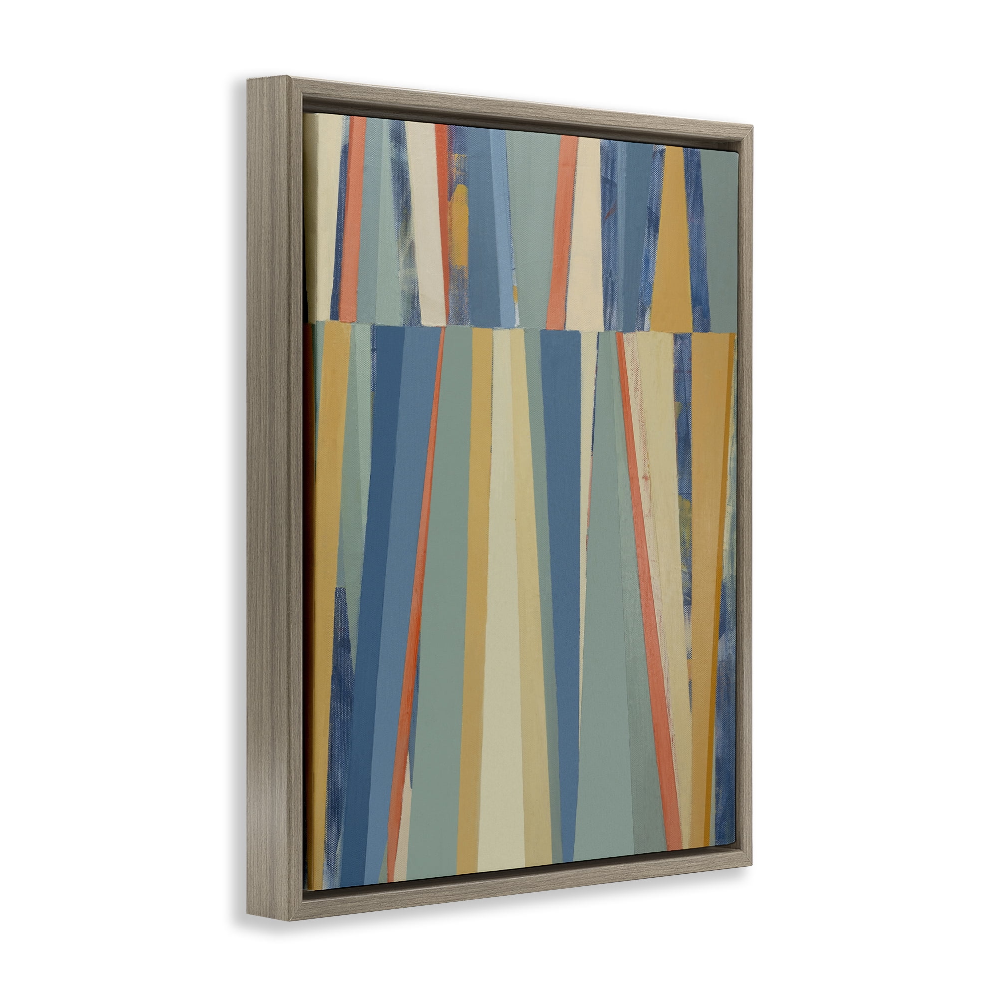 Stupell Industries Soft Blue Pointed Shapes Abstract Painting Brown Floater Framed Canvas Art Print Wall Art, 17 x 21
