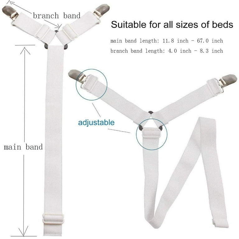 6 Sides Heavy Duty Triangle Bed Sheet Clip, Adjustable Elastic Sheet Straps  Suspenders Gripper Fastener Holder, Triangle Crisscross Bed Sheet Clips,fi