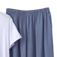 thumbnail image 5 of PIWHJQK 2 Pieces Men Pajama Set Elastic Waist Sleepwear Men's Solid Crew Neck Tee Elastic Pocket Shorts 2 Piece Pajama Men Sleepwear, 5 of 6