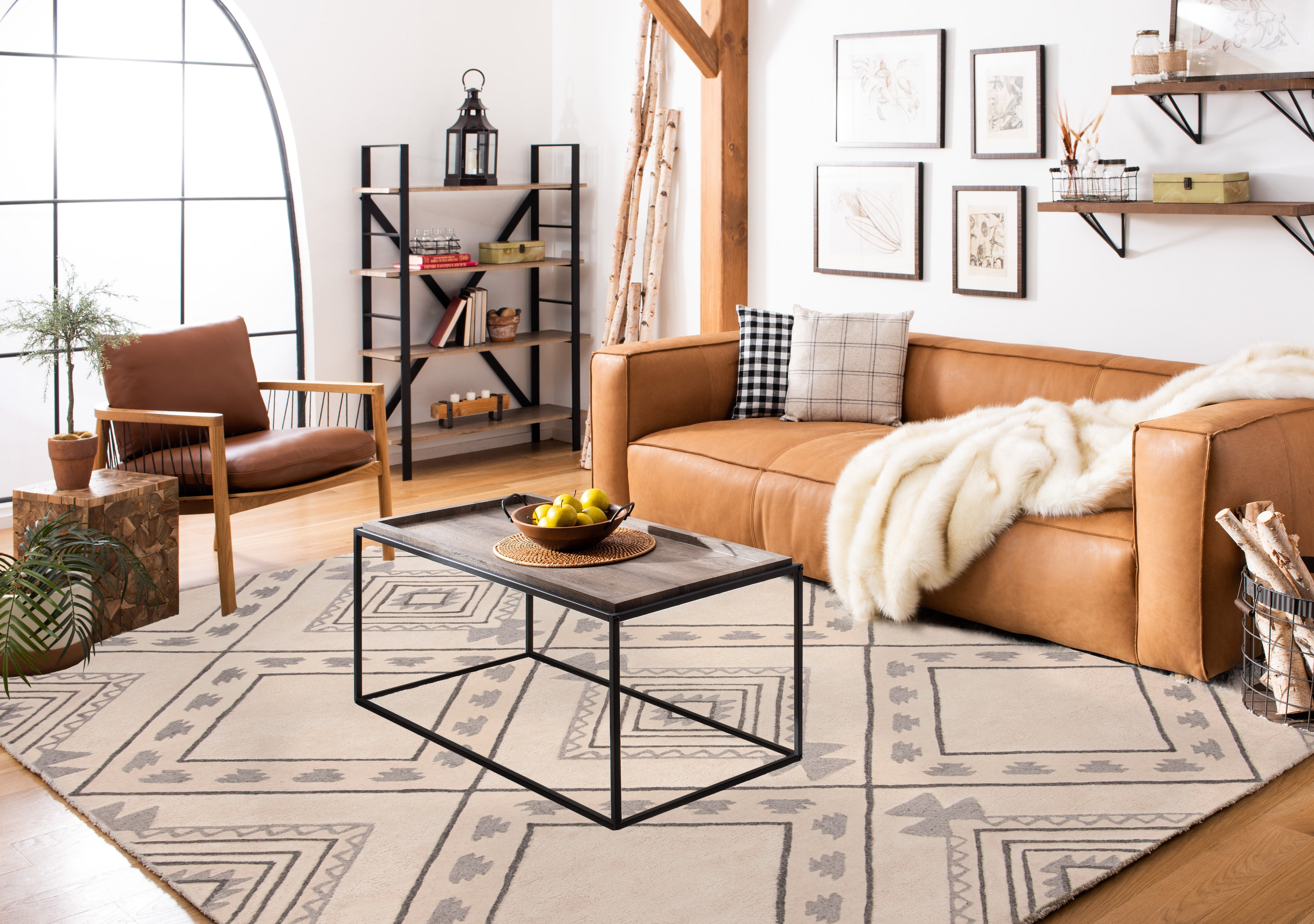 SAFAVIEH Casablanca Crispin Geometric Shag Area Rug, Ivory/Grey, 6' x 9'