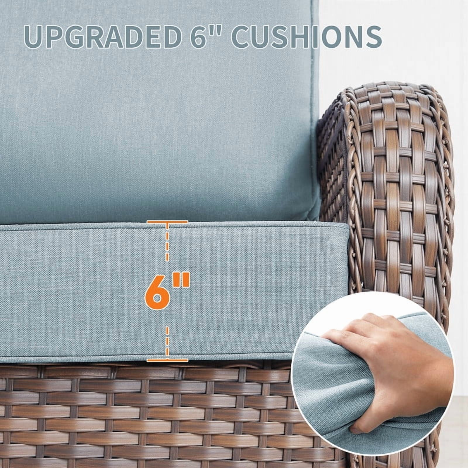 Giantfurnni Outdoor Deep Seat Cushion 24 X 24 X 6 Inch, Pack of 1, Patio Furniture Cushions with 6 Inch Foam Waterproof & Fade Resistant Perfect for Wicker Chair, Sofa, Couch, Baby Blue