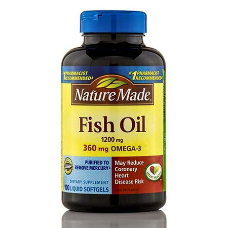 Fish Oil 1200 mg Omega-3 360 mg - 100 Softgels by Nature Made - Walmart.com