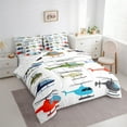 thumbnail image 3 of Manfei Colorful Helicopter Twin Bedding Sets 7pcs for Boys, Air Transportation Bedding Comforter Set, Aircraft Airplane Sheet Sets, Lightweight Room Decor, 3 of 8