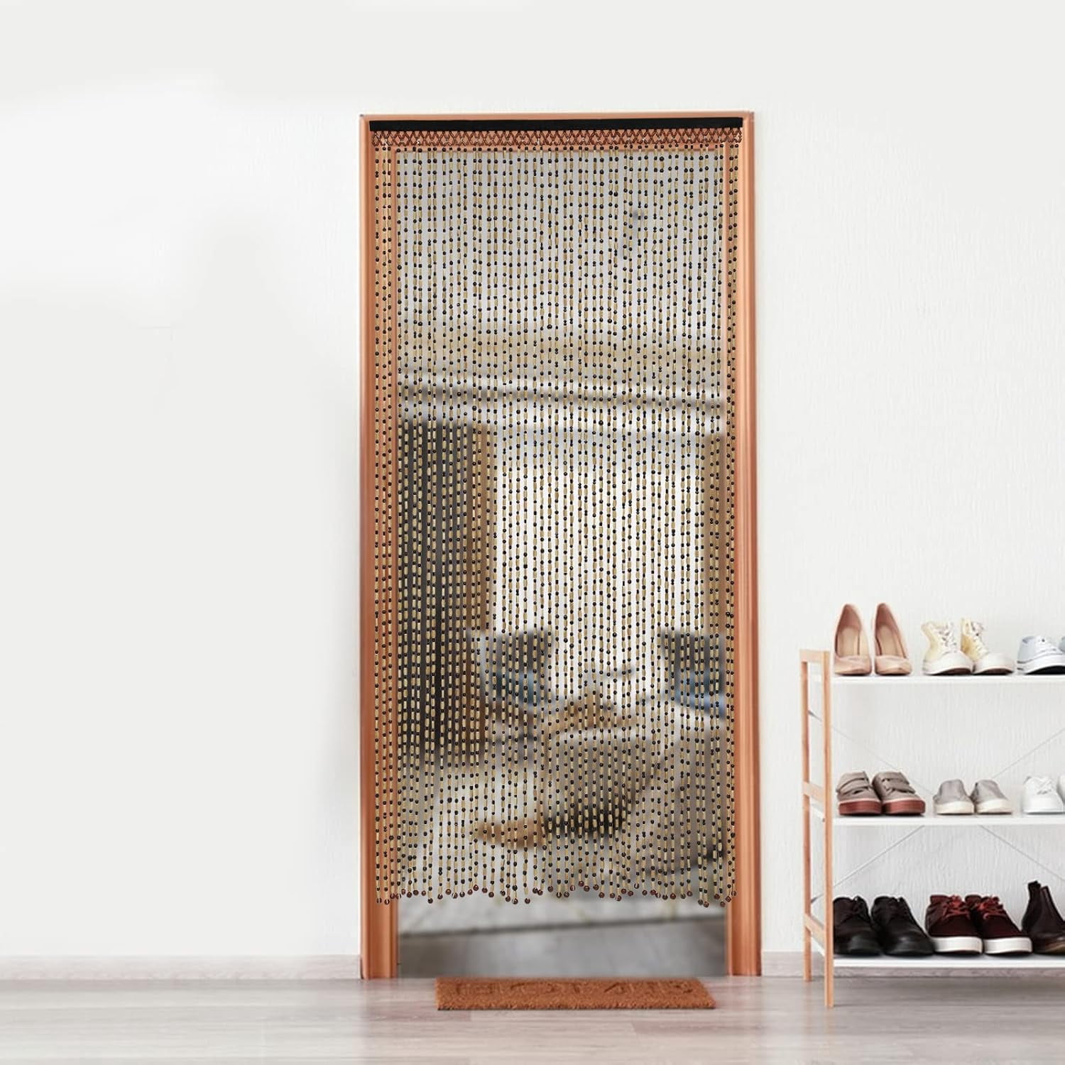 MiumaeovBeaded Curtain for Doorway Handmade Bamboo Wooden Door Beads Hanging Room Divider Curtain,Doorways Multi-Scenario Application Beaded Curtain Bedroom or Balcony