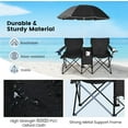 thumbnail image 3 of CRXX Double Camping Chair with Canopy, Folding Camp Chairs w/Cup Holder, Cooler & Carry Bag, Table, Side Pocket, 2 Person Portable Beach Chair with Umbrella, for Picnic Fishing (Black), 3 of 9