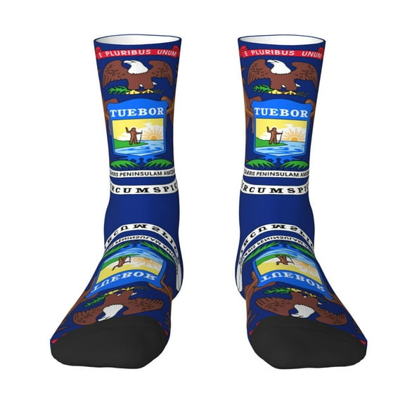 Women'S Novelty Funny Crew Socks Men'S Michigan Flag Design Socks