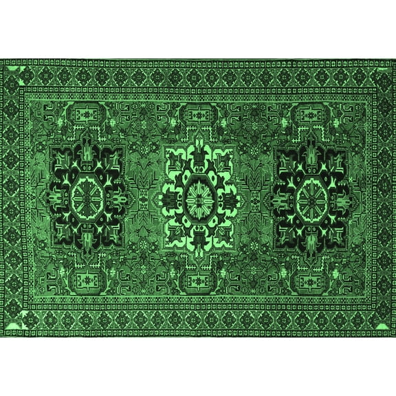Ahgly Company Indoor Rectangle Persian Emerald Green Traditional Area Rugs, 5' x 7'