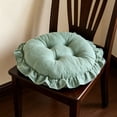thumbnail image 4 of Boho Cotton Round Chair Cushions for Dining Chairs, Farmhouse Rustic Ruffled Chair Pads, Soft Comfortable Seat Stool Cushions for Kitchen Chairs Home Decor (Green,Diameter 15.8"), 4 of 6
