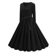 thumbnail image 4 of cfhntfmh Cocktail Dresses for Women Velvet Elegant Long Sleeve V Neck A-Line Dress Trendy Bow Knot Belted Party Evening Midi Dress, 4 of 4