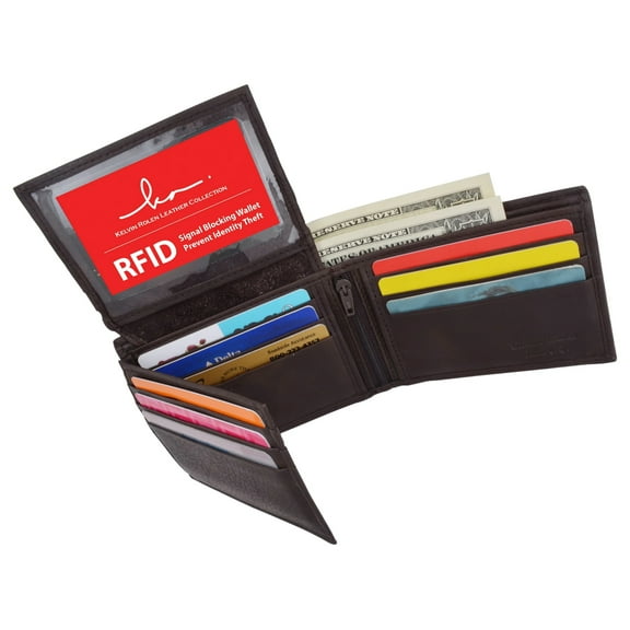 RFID Blocking Handcrafted Genuine Napa Cowhide Leather Men's Bifold Wallet Double Flaps