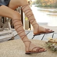 thumbnail image 5 of Miqool Womens Gladiator Flat Sandals Round Toe Open Toe Woven Straps Summer Casual Indoor Outdoor Shoes, 5 of 9