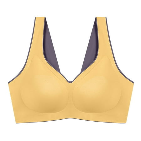 

Pedort Bras For Women Women s Wireless Bra with Cooling Seamless Smooth Comfort Wirefree T-Shirt Bra Yellow L