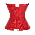 thumbnail image 3 of VASLANDA Women's Lace up Boned Plus Size Overbust Corset Bustier Top with G-String, 3 of 5