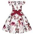 thumbnail image 2 of Girls Flower Short Sleeve A-Line Dress Crewneck Birthday Dresses for 3-9Y, 2 of 6