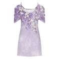 thumbnail image 4 of Wycnly Formal Dresses for Women Fashion Plus Size Beach Cold Shoulder Tunic Tshirt Strap Dresses Short Sleeve Round Neck Floral 2024 Summer Mini Dress Purple l, 4 of 5