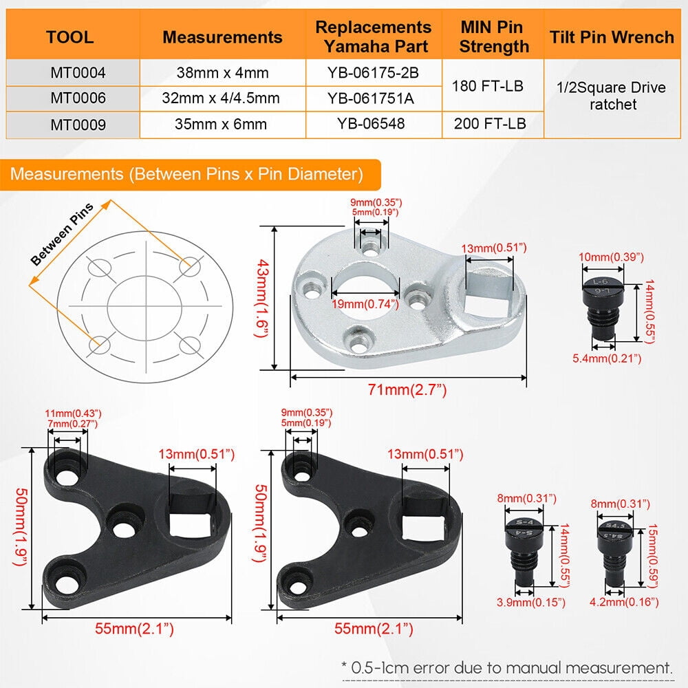 Outboard Trim/Tilt Pin Wrench Tool Set Fits for Yamaha Suzuki Johnson Evinrude