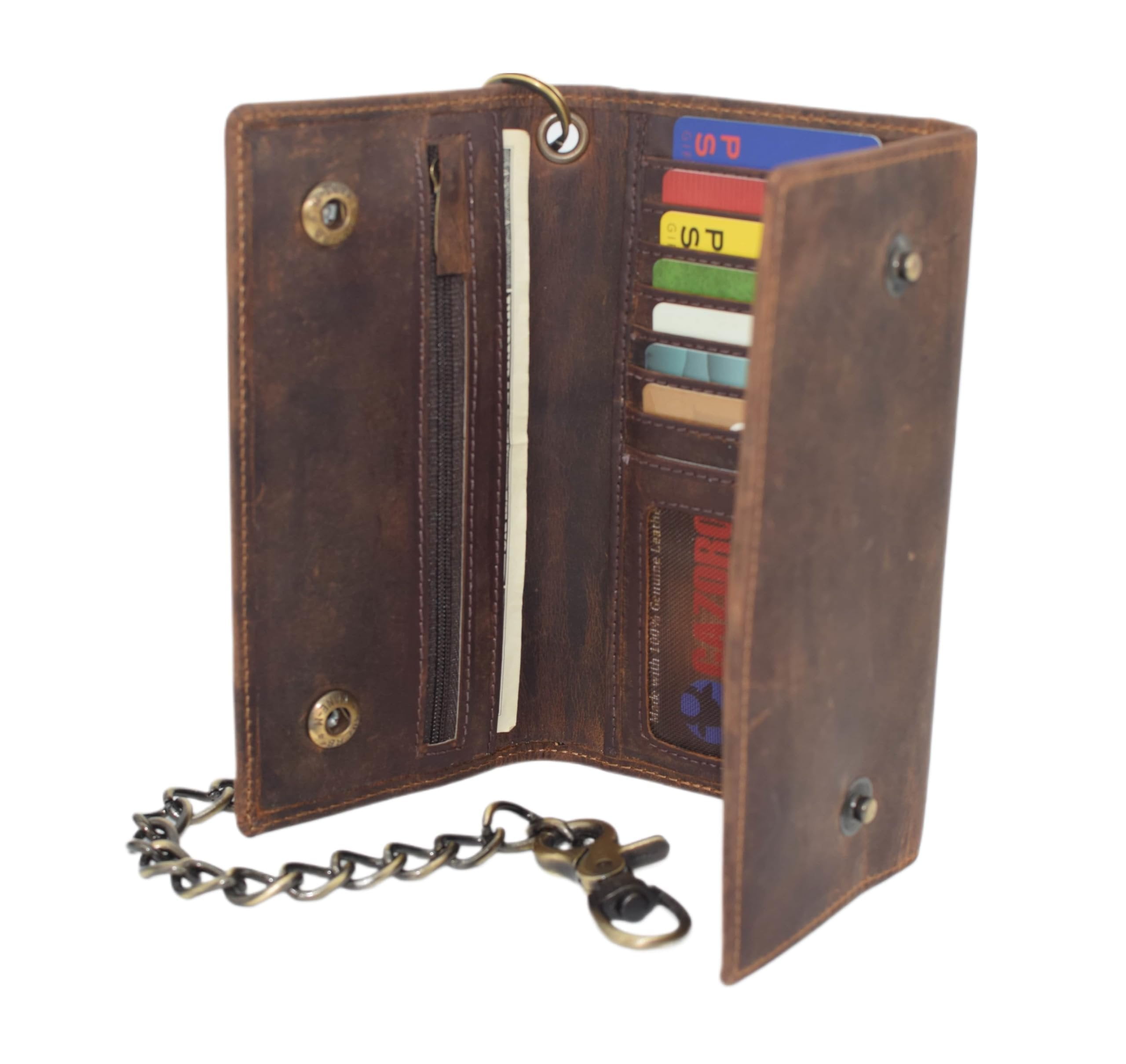 CAZORO USA Motorcycle Chain Wallet for Men 100% Natural Genuine