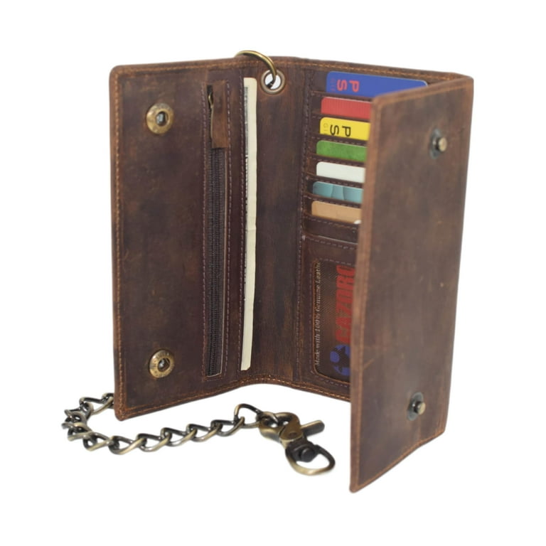 CAZORO USA Motorcycle Chain Wallet for Men 100% Natural Genuine