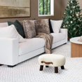 thumbnail image 5 of Reposapiés con asa, reposapiés elegante reposapiés pequeño con patas de madera, reposapiés de tela rectangular para adultos con borde de cascada, 5 of 5