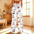 thumbnail image 5 of FRSASU Womens Fuzzy Pajama Pants – Soft Cherry Print Bottoms with Pockets, Cozy Fleece Lounge Sleepwear Pants White, 5 of 8