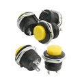 thumbnail image 1 of 5 Piezas Interruptor de Botón Momentáneo Encendido Apagado 2 Pines 3A 250V 16mm Interruptor de Botón para Lámpara de Mesa Coche Trompeta PC Amarillo Baoblaze Interruptor de botón, 1 of 7