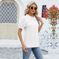 thumbnail image 5 of Baywell Womens Fashion Tops Crewneck Sexy Patchwork Lace Short Sleeve Tee Shirts Casual Knitted Blouses S-2XL, 5 of 7