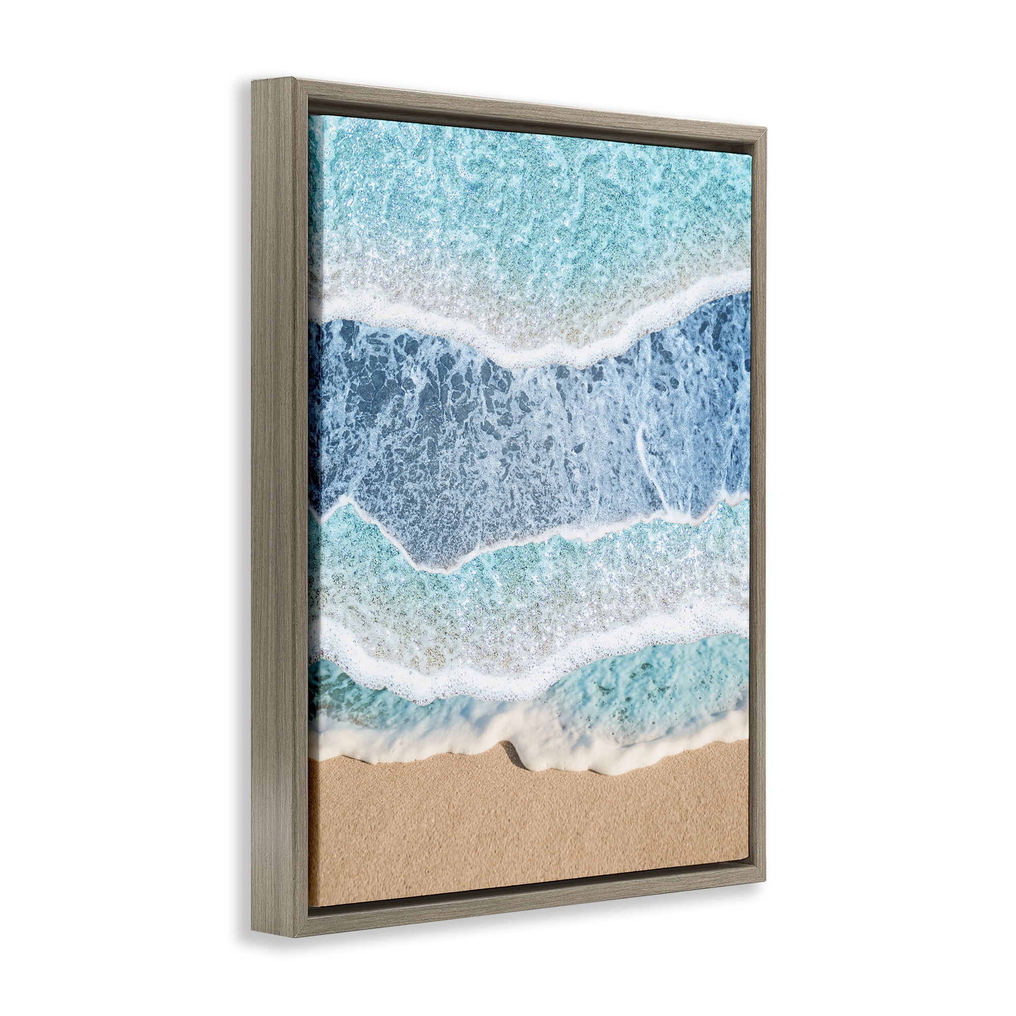 Stupell Industries Overlapping Shore Waves Brown Framed Floater Canvas Wall Art, design by Jesse Keith