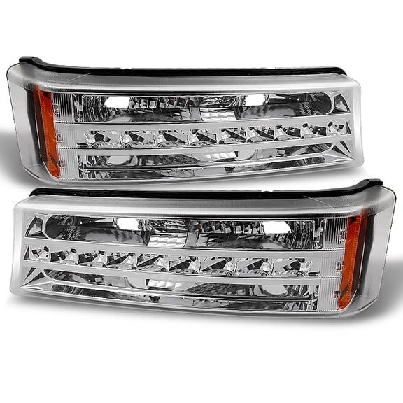 AKKON - For Chevy Silverado 1500 2500 3500 Avalanche LED Bumper Lights Turn Signal Lamps Chrome