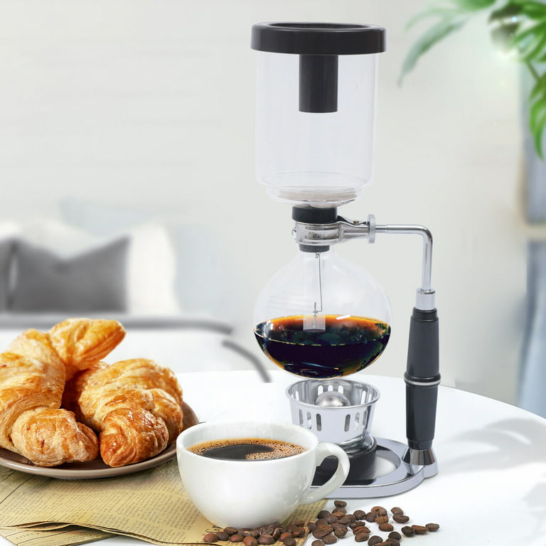 Coffee Syphon Glass & Steel Vacuum Coffee Maker Stainless Steel Base (3 CUP)