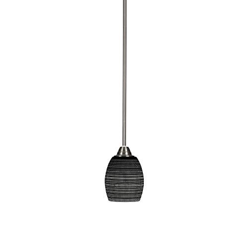 Toltec 3401-BN-4029 Paramount 1 Light Mini Pendant In Brushed Nickel Finish With 5" Black Matrix Glass