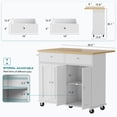 thumbnail image 6 of Walsunny Kitchen Islands Carts with Drop Leaf Table 2 Drawers 5 Wheels 4 Magnetic Doors Rolling Storage Cabinet White, 6 of 6