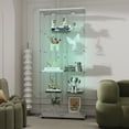 thumbnail image 2 of Tempered Glass Display Cabinet with LED Lights and Lock Storage for Living Room Office Adjustable Feet for Uneven Floors White, 2 of 9