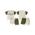 thumbnail image 2 of Baby Toddler Boys Shorts Clothing Set, 6 12 18 24 Months 2T 3T Short Sleeve Letters Print T-shirt with Contrast Color Shorts Summer Outfit, 2 of 9
